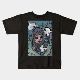 Surreal Mermaid Under the Sea And In The Clouds Kids T-Shirt